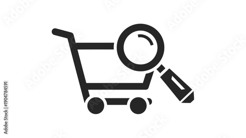 E-commerce Shopping Search Icon. Online Product Discovery, Research, and Finder Symbol. Digital Retail Finding Vector Illustration.