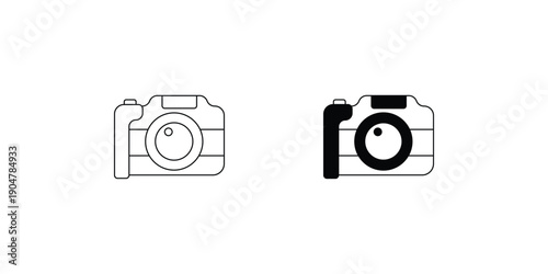 Camera set icon with white background vector stock illustration