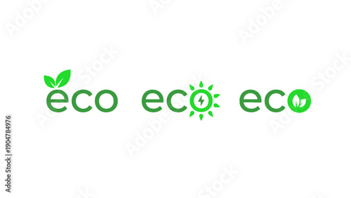 A minimal text and symbol logo set representing eco and environmental concepts.