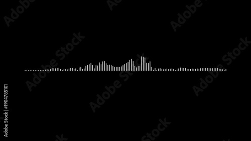 Abstract white audio spectrum wave animation, sound frequency visualizer, music waveform equalizer, digital voice signal motion, clean line design, Black background video, ultra hd 4k
