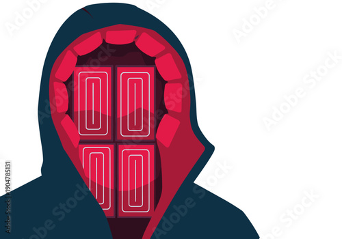A stylized illustration showcases a hooded sweatshirt with integrated heating elements. The design highlights thermal technology, offering warmth and a modern aesthetic. Clean, graphic style.