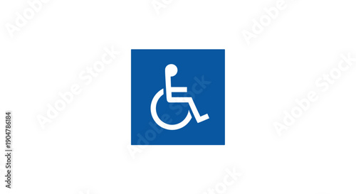 Clear and universally recognized accessibility icon depicting a white wheelchair symbol on a solid, vibrant blue
