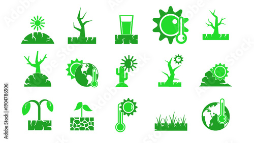 A symbol icon set representing environment protection, nature, and sustainability ideas.