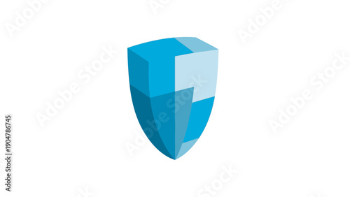 Abstract Geometric Blue Shield Logo Icon. Modern Cyber Security and Protection Vector Graphic Design Element.