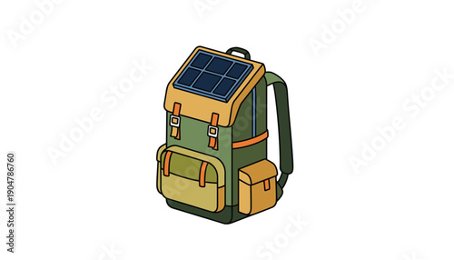 Hiking backpack with solar panel charger travel gear