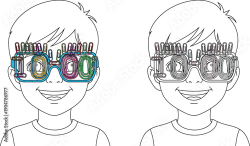 Happy Boy Wearing 1000000 Celebration Glasses Milestone and Success Concept