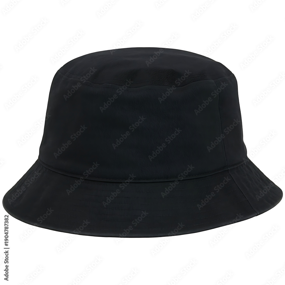 Fototapeta premium Black bucket hat isolated on transparent background