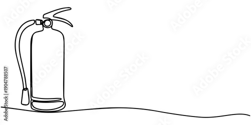 Fire extinguisher in continuous line drawing style, isolated on white background, Continuous line art or One Line Drawing of fire extinguisher picture vector illustration, One Line Drawing of a Fire
