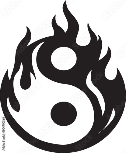 Yin Yang fire water balance harmony symbol vector illustration flat design
