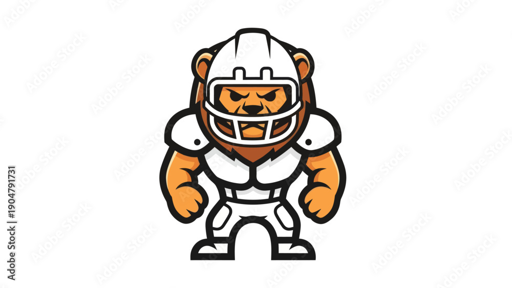 Fototapeta premium Lion mascot in football uniform illustrated on white background