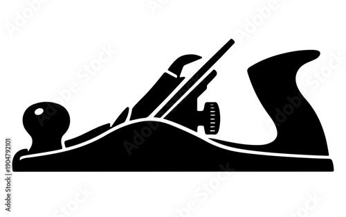 Woodworking Hand Plane Tool Silhouette Icon Carpenter Craft Vector Illustration