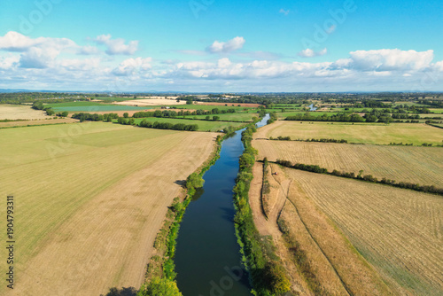 Konstfotografi Aerial photo of River Avon at Bredon, Tewkesbury, UK