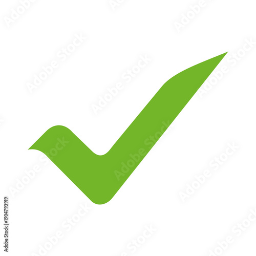 Green stylish check mark icon.