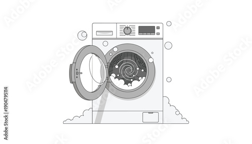 Open washing machine appliance laundry