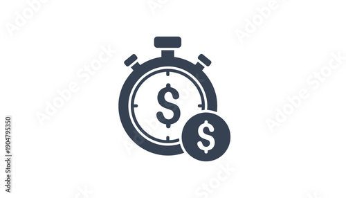 Stopwatch with dollar sign icon time is money