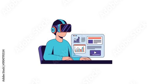 Gamer playing on pc setup computer desk