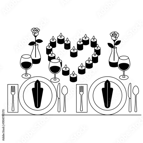 Elegant table setting with formal dining ware and wine glasses arrangement