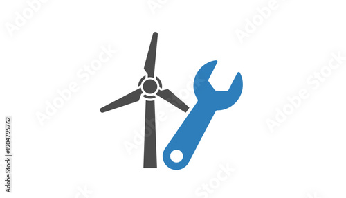 Wind turbine repair icon renewable energy tool