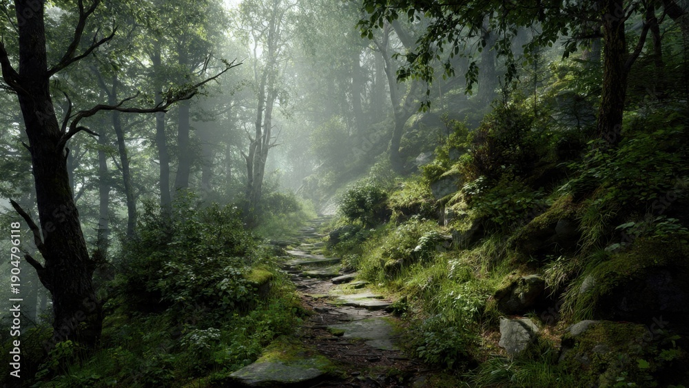 Obraz premium Misty Forest Trail
