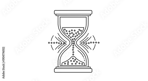 Minimalist line art illustration of an hourglass symbolizing the flow and measurement of time