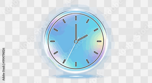 Ethereal iridescent clock icon with gradient background illustrating time and schedules