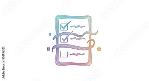 Colorful Hand-drawn Checklist Illustration with Gradient Hues Symbolizing Task Completion and