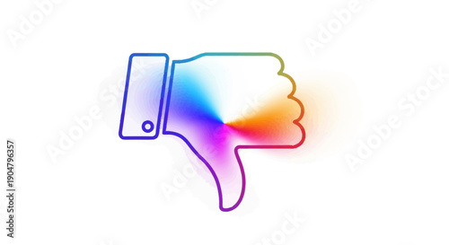 Colorful spectrum dislike symbol digital illustration representing negative feedback or disapproval