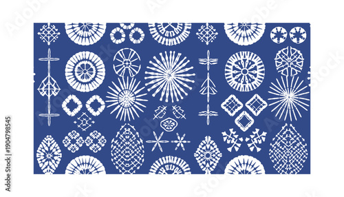 Blue indigo floral textile pattern traditional