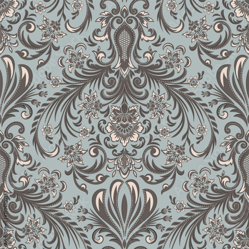 Damask modern seamless pattern element. Vintage classical old fashioned damask ornament, seamless texture for wallpapers, textile.