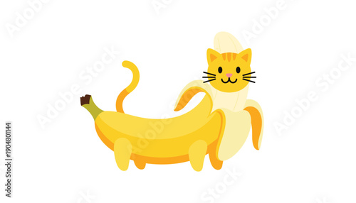 Cat wearing banana costume funny pet illustration