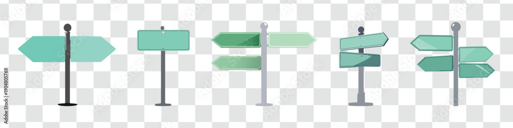 Obraz premium Blank Signposts Vector Set Diverse Directional Signs and Arrows for Choices, Guidance, Navigation and Custom Information