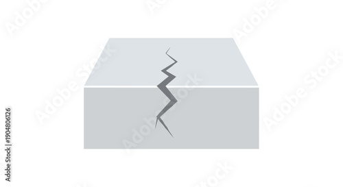 Simple graphic illustration of a large vertical crack splitting a grey concrete block, symbolizing structural damage