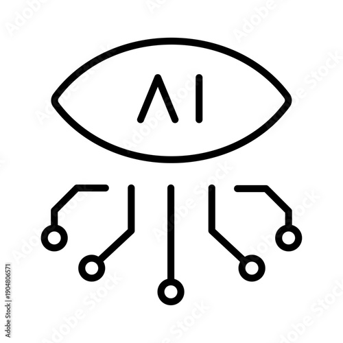 ai vision eye recognition line icon png smart detection outline vector design