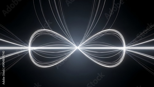 Infinity Symbol With Glowing Light Trails In Dark Futuristic Digital Space For Technology And Innovation