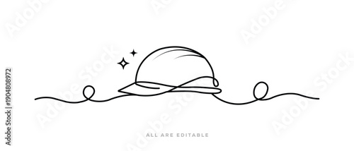 Continuous Line Drawing of a Safety helmet. hard hat, construction safety helmet Silhouette Vector, Vector illustration