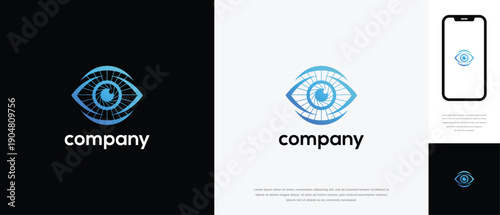 Digital Eye Logo Cyber Security Vision AI Technology Data Monitoring Icon Modern Tech Branding.
