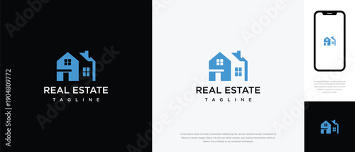 Real Estate House Logo Design. Modern Property Home and Realty Business Branding Icon.