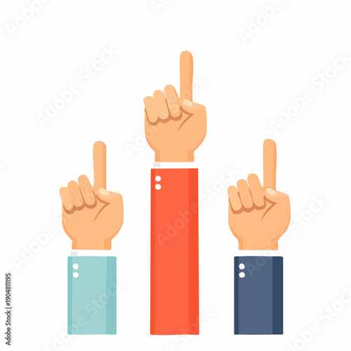 Three Hands Pointing Upwards vector illustration