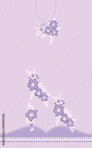 White flowers on the branches on Green background seamless pattern for all prints on hand drawing style.