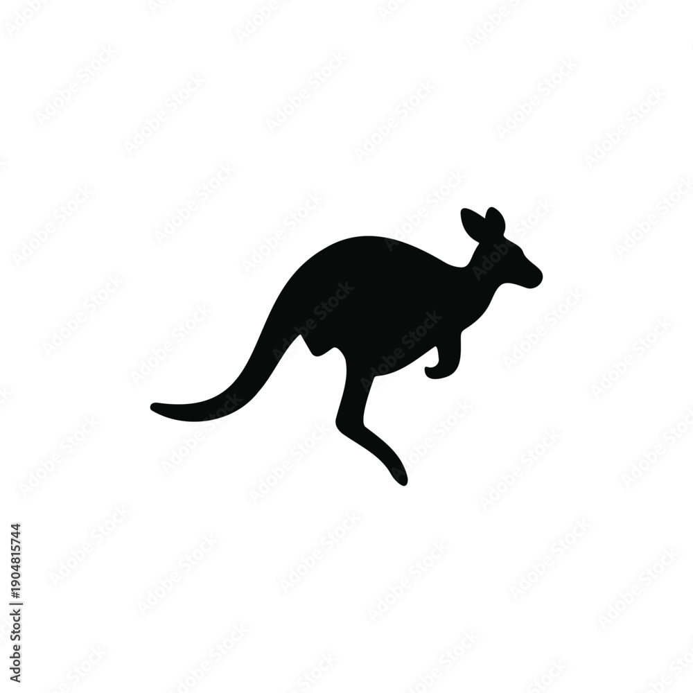Fototapeta premium Kangroo silhouette vector flat illustration design.