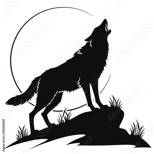 wolf black and white vector