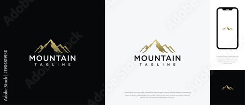 Golden Mountain Logo Design - Minimalist Peak Emblem.