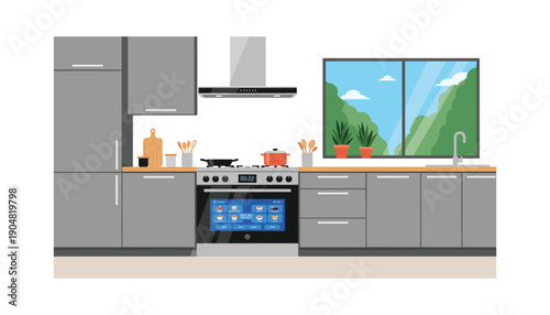 Modern grey kitchen interior design home