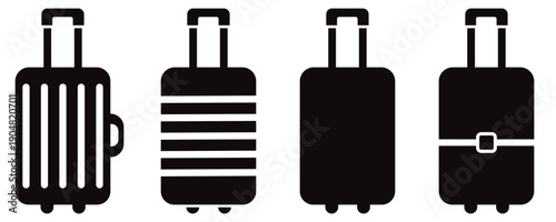 Travel Luggage Silhouette Vector Set – Suitcase and Bag Icons Collection for Vacation, Tourism, Airport and
 Journey Design