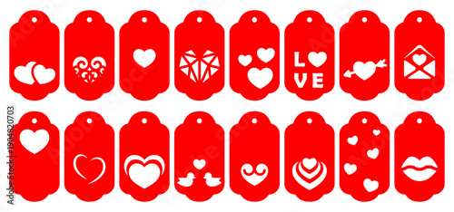 Elegant paper cutting Valentine tag template with clean contour lines, perfect for digital downloads and creative crafting projects