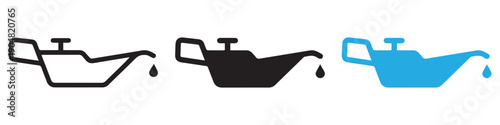 Car Engine Oil Warning Icon Set – Dashboard Oil Pressure Indicator, Motor Lube Level and Vehicle Service Symbol
 Vector Illustration