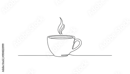 Coffee cup continuous line drawing art