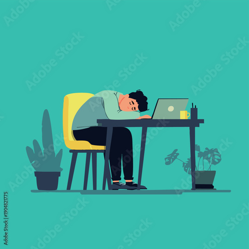 Overworked Employee Experiencing Burnout