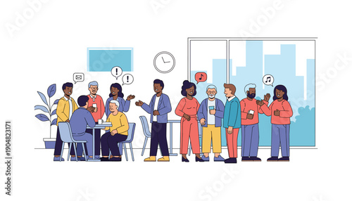 Diverse team group standing together business