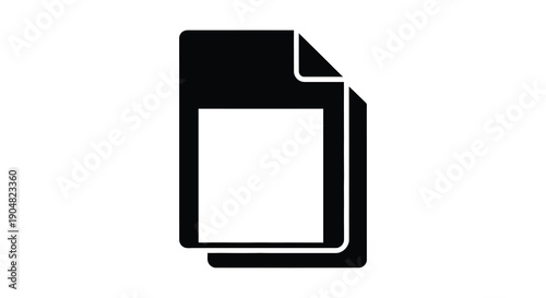 A simple flat design illustration depicts two stacked black document icons on a white background high quality professional